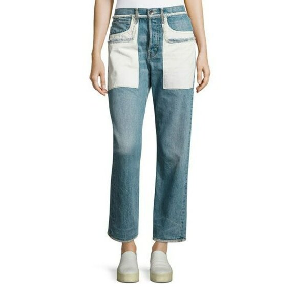 NWT Helmut Lang Inside Out Oversized Boyfriend Jeans Blue Denim White Pockets - Picture 3 of 14